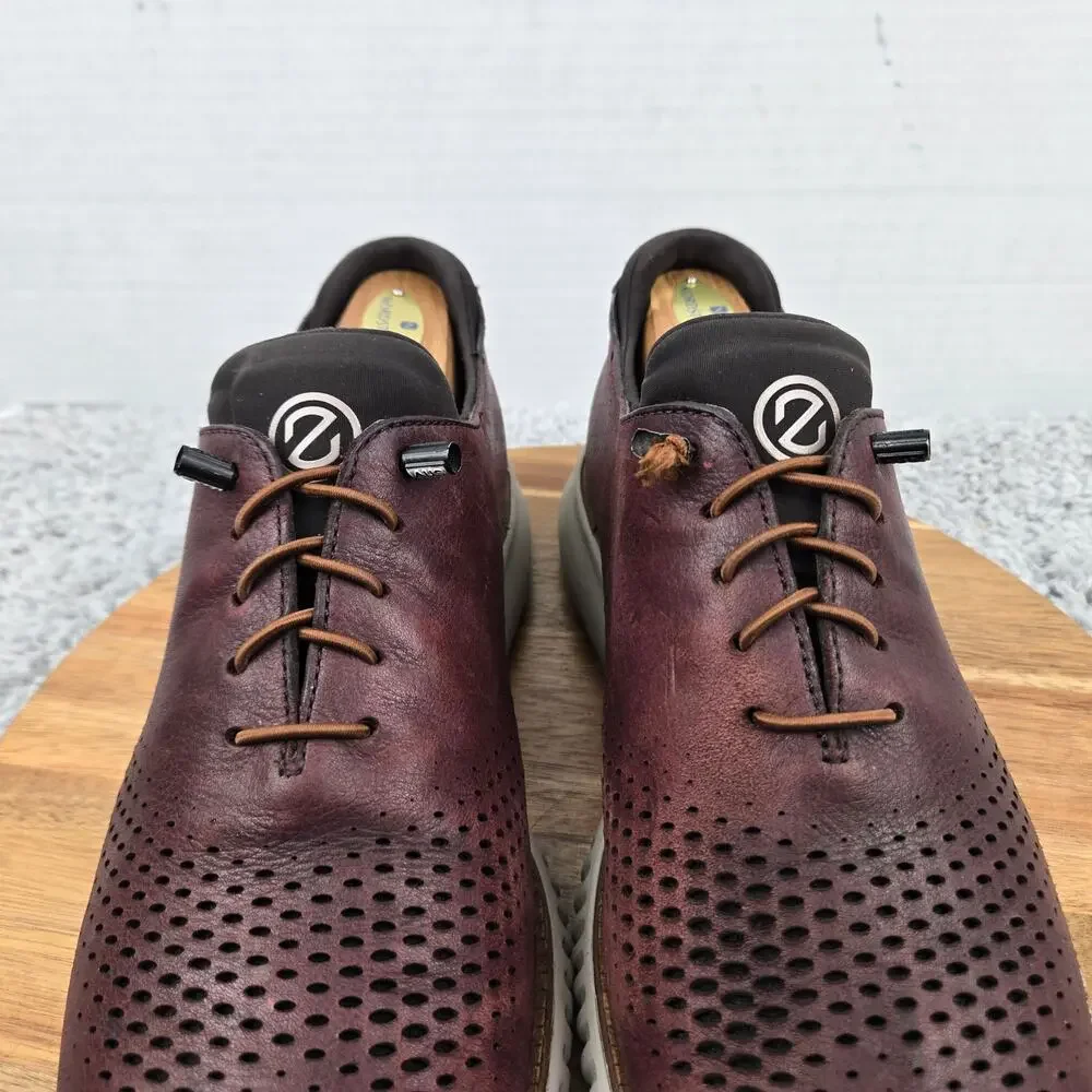 Cole Haan Mens 10.5M ZeroGrand Maroon Laser Casual Daily Wingtip Casual Oxford